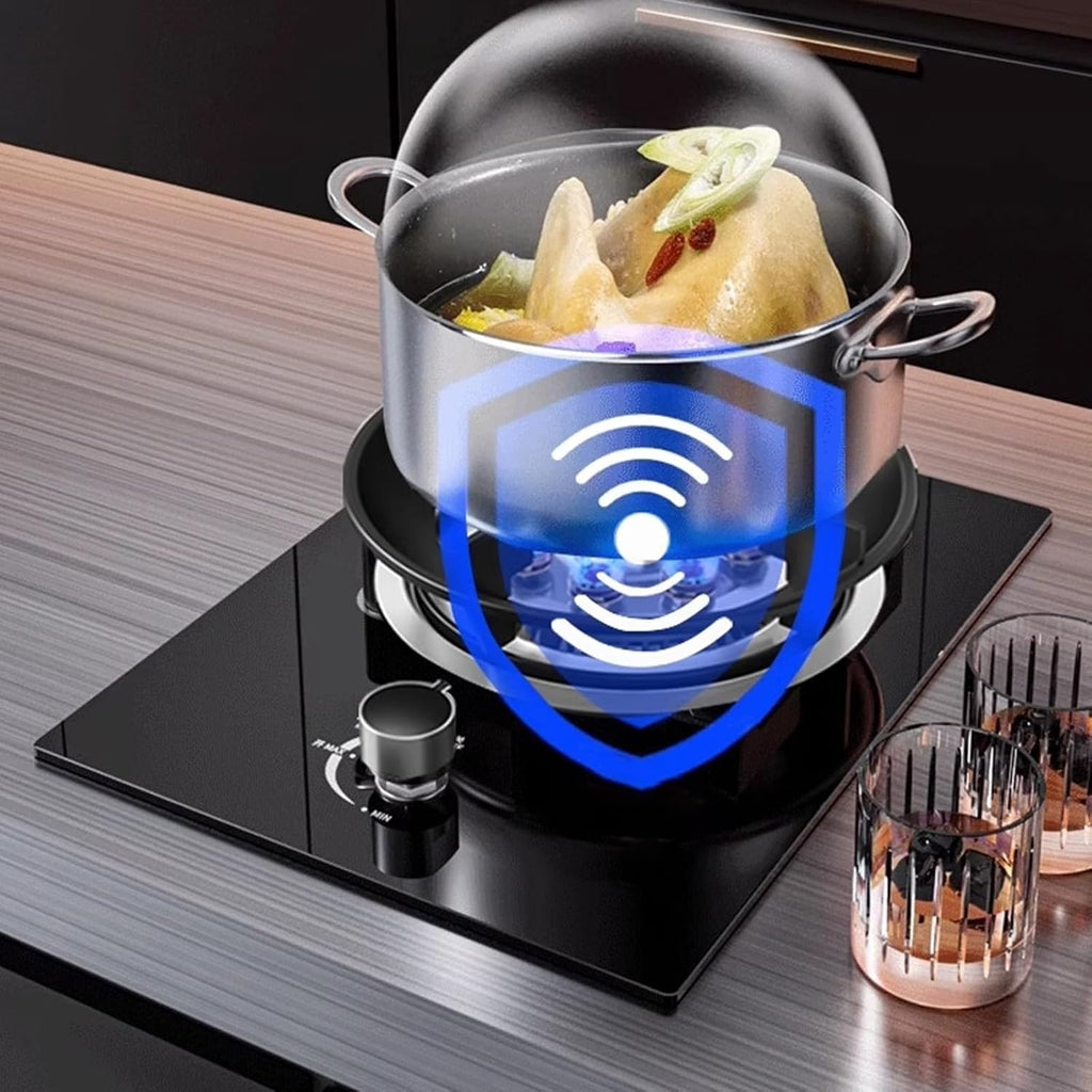 Gas Stove 430mm,5.2KW Gas Cooker 1 Burner,Gas/LP Gas Conversion Stove,Tempered Glass Cast Iron Pot Rack,with Flameout Protection,for Home Kitchen(LPG)
