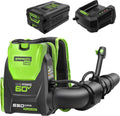 Greenworks 60V 550 CFM Brushless Backpack Blower, 5.0Ah Battery and 6A Charger