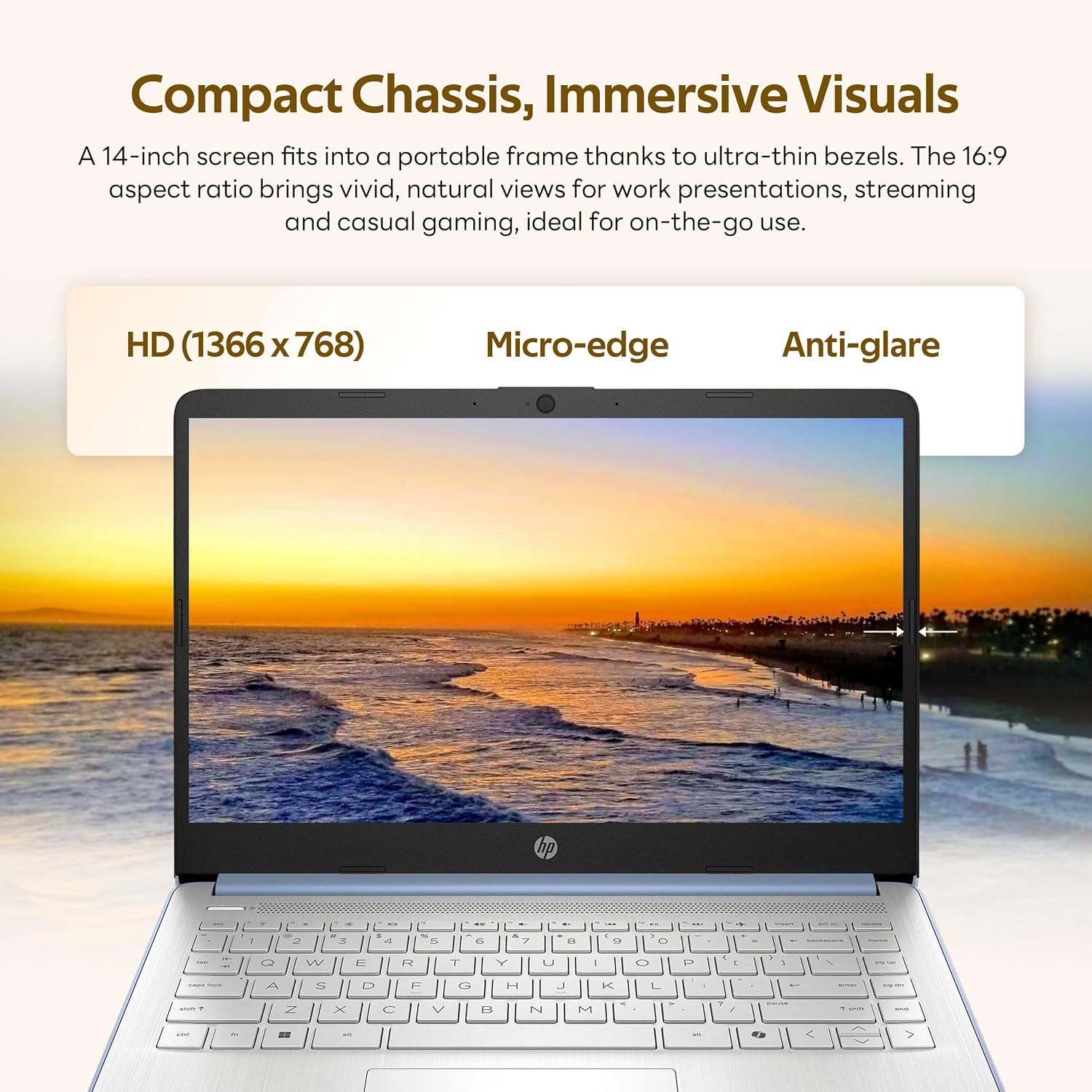 HP Stream 14' Laptop with AI Copilot, Flagship for Students & Business, 13th Gen Intel 4-Core, 4GB RAM, 256GB Storage (128GB UFS + 128GB Docking Station), Office 365 1-Year, Win 11 S, Sky Blue