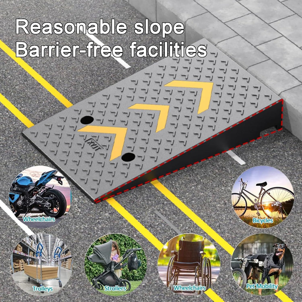 Curb Ramp Heavy Duty Rise Threshold Ramp with Expansion Screws Driveway Ramp for Loading Dock Warehouse Wheelchair(50 * 100 * 15cm/20 * 39 * 5.9in)