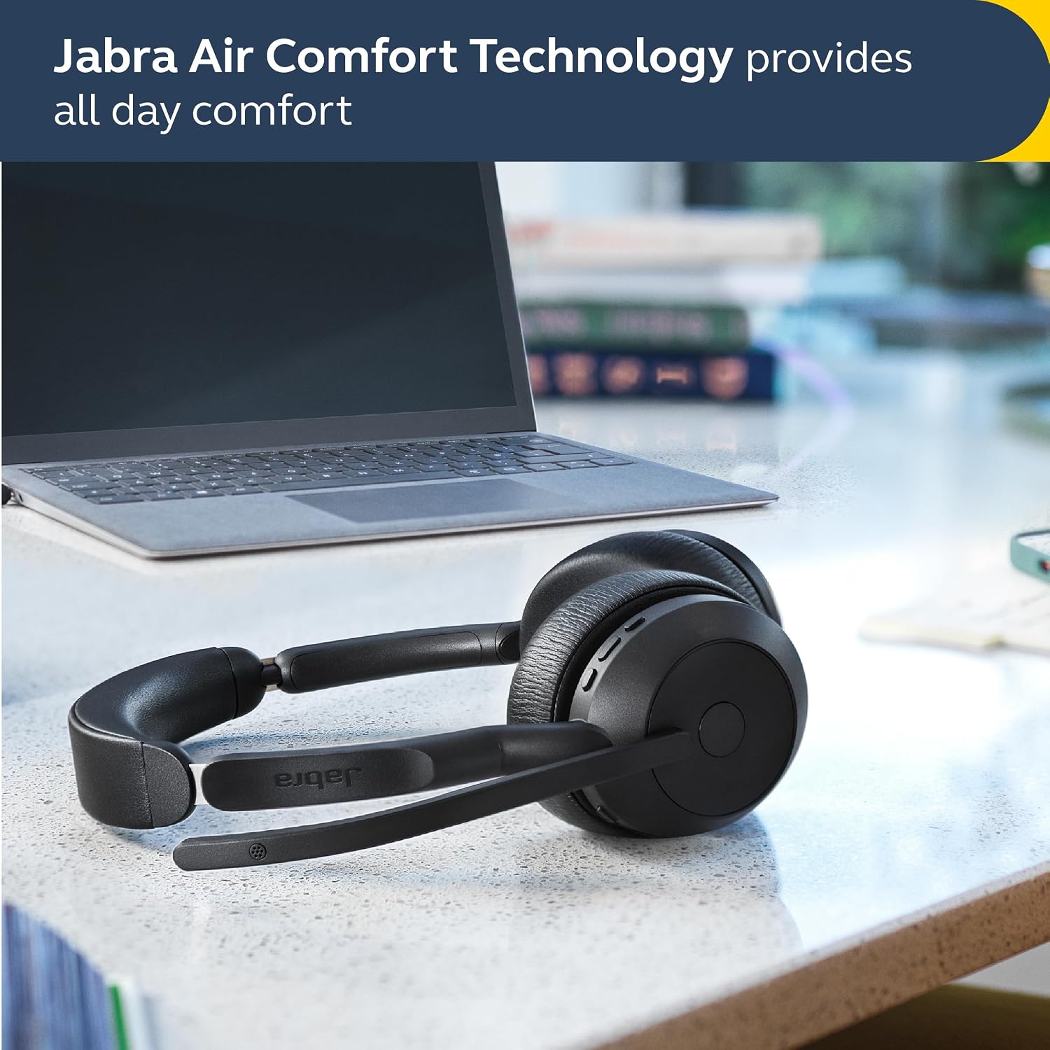 Jabra Evolve2 55 Stereo Wireless Headset - Features AirComfort Technology, Noise-Cancelling Mics & Active Noise Cancellation - Works with UC Platforms Such as Zoom & Google Meet - Black