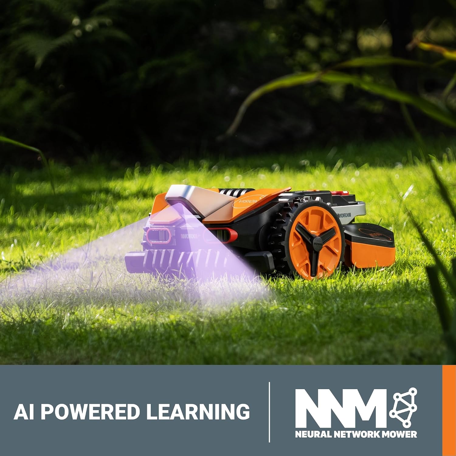 WORX Landroid Vision Robotic Lawn Mower, Wire Free Robot Mower with Active Obstacle Avoidance, WiFi & Bluetooth Connection, APP Control, 3/4 Acre, WR230