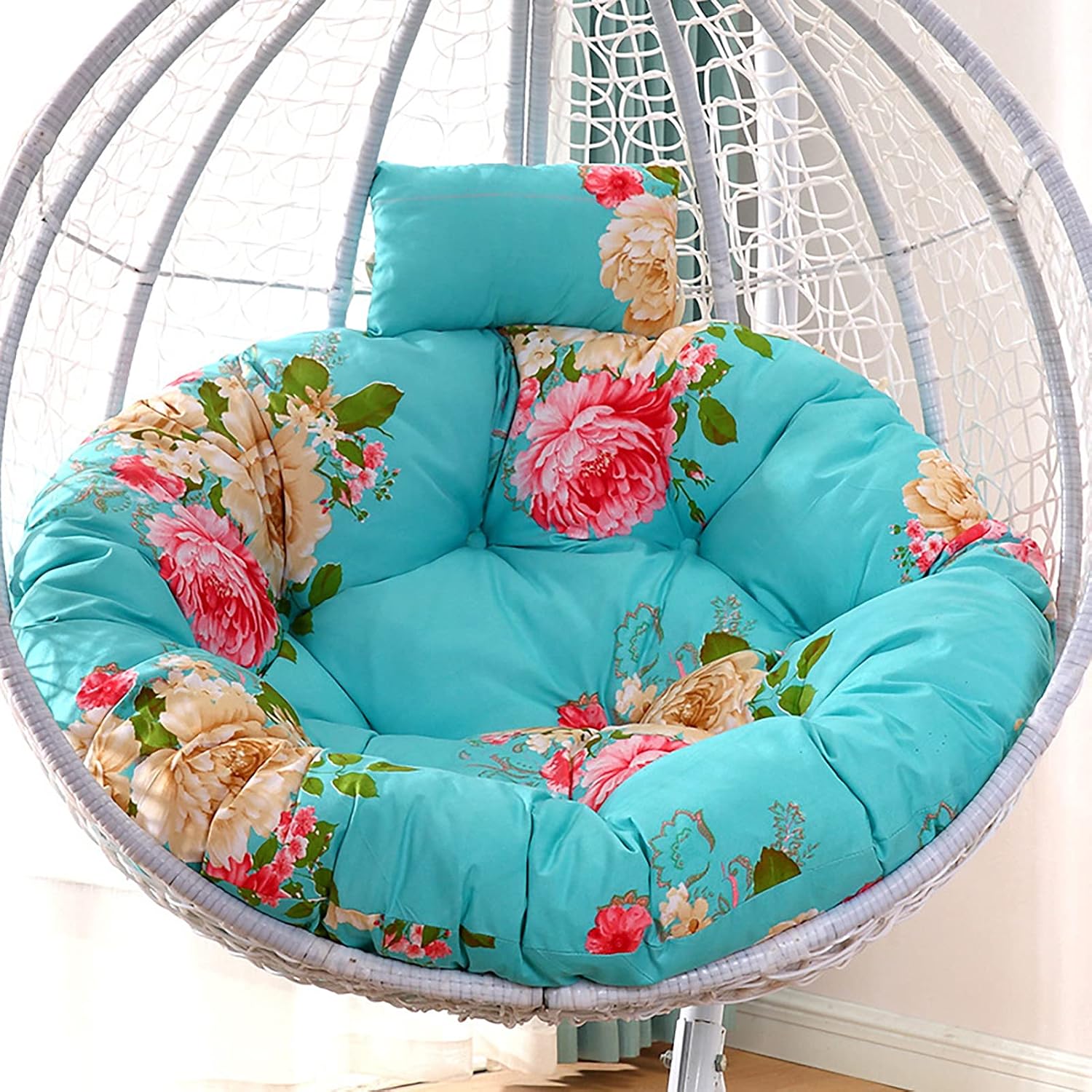 HUHJYUGE Swing Chair Cushion Seat Pads, Egg Chair Cushion Replacement, Hanging Basket Chair Seat with Pillow, Detachable, Sun-Resistant, Comfy, for Outdoor Patio Garden