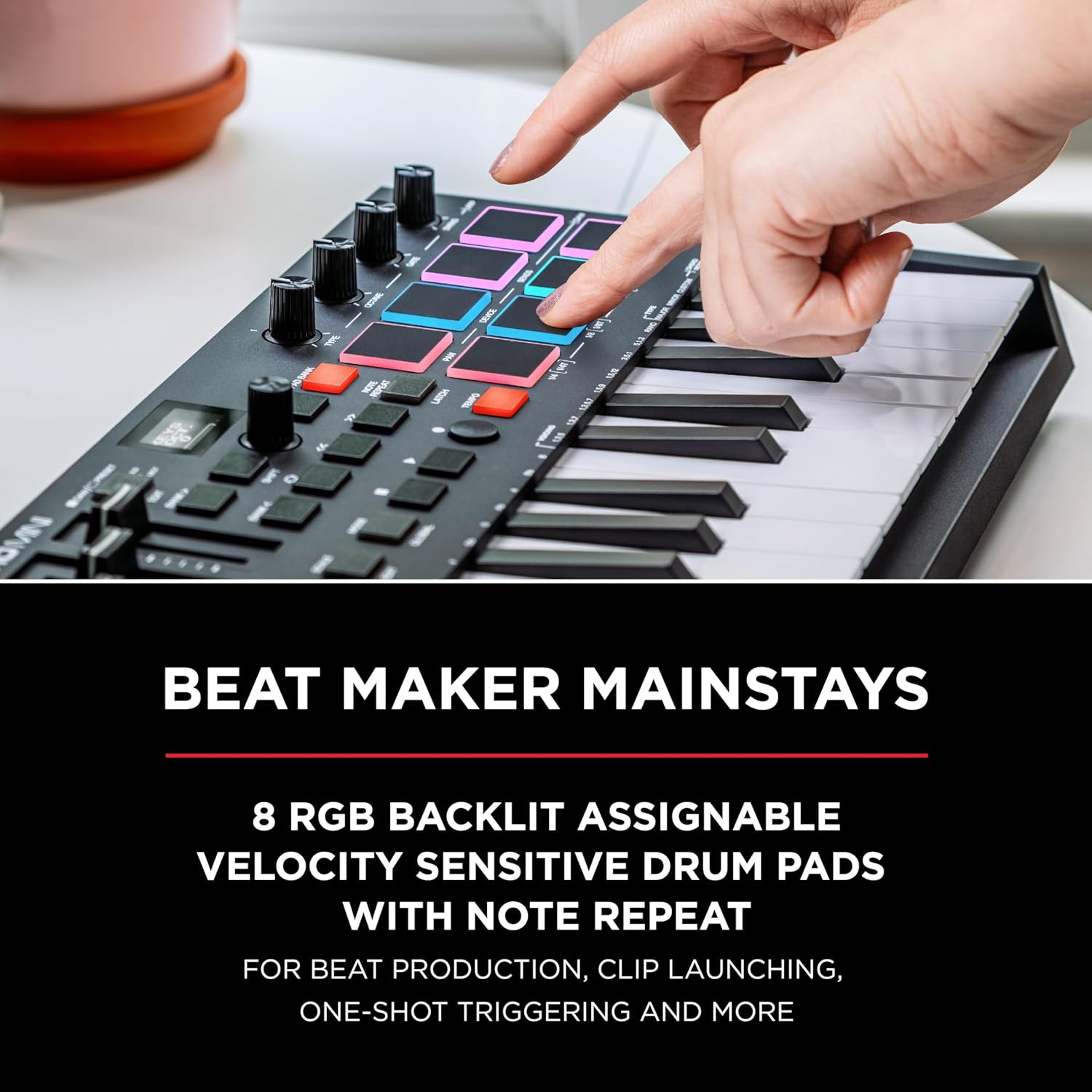 M-Audio Oxygen Pro Mini 32 Key USB MIDI Keyboard Controller with Beat Pads and HDH40 Over Ear Studio Headphones
