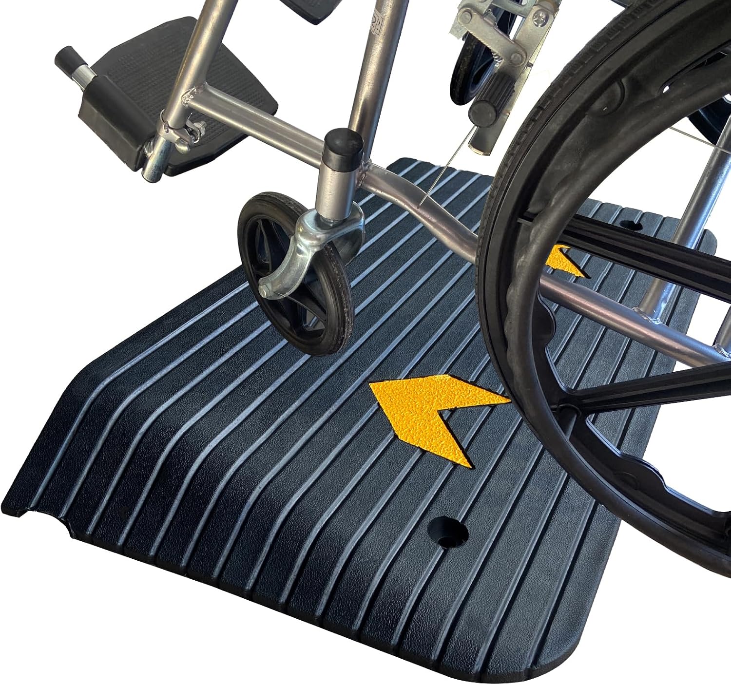 Rubber Threshold Ramp for Doorways Heavy Duty 10cm 4' Rise Wheelchair Ramp, 1 Pack Recycled Rubber Power Curb Ramp for Door Threshold Wheelchair Scooter Curb (RTR100)