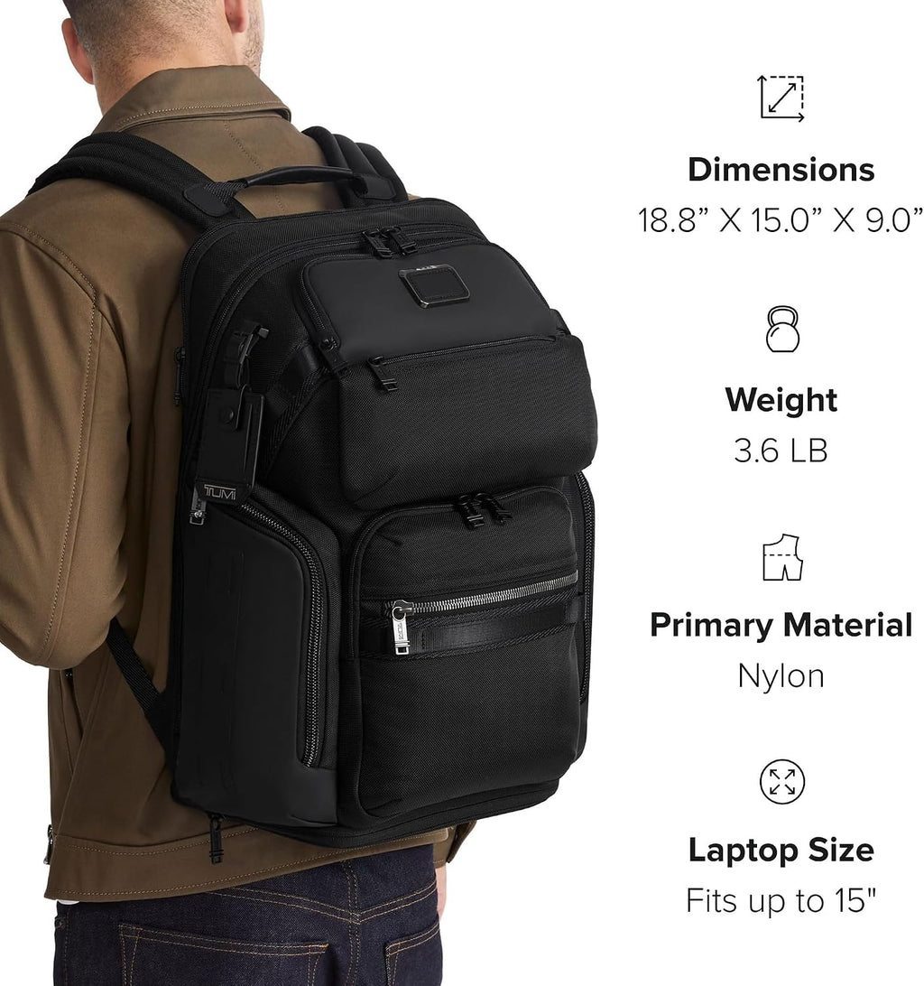 TUMI - Alpha Bravo Nomadic Backpack - Men's Durable Carry On Bag - 18.8' X 15.0' X 9.0' - Fits up to 15' Laptop - Black