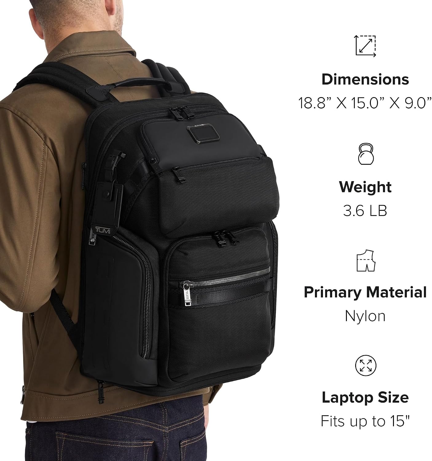 TUMI - Alpha Bravo Nomadic Backpack - Men's Durable Carry On Bag - 18.8' X 15.0' X 9.0' - Fits up to 15' Laptop - Black