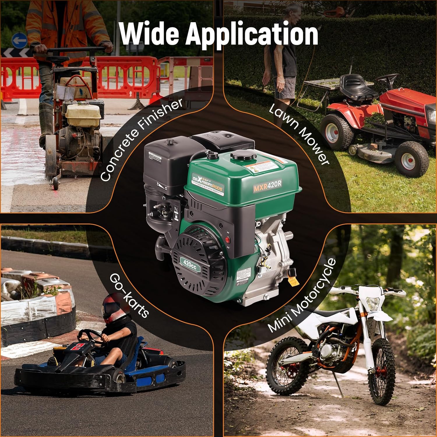 maXpeedingrods 420cc Gasoline Engine, 4 Stroke OHV Horizontal Gaso Engine, Recoil Start for Go-Karts, Compressors, Lawn Mowers, Water Pumps