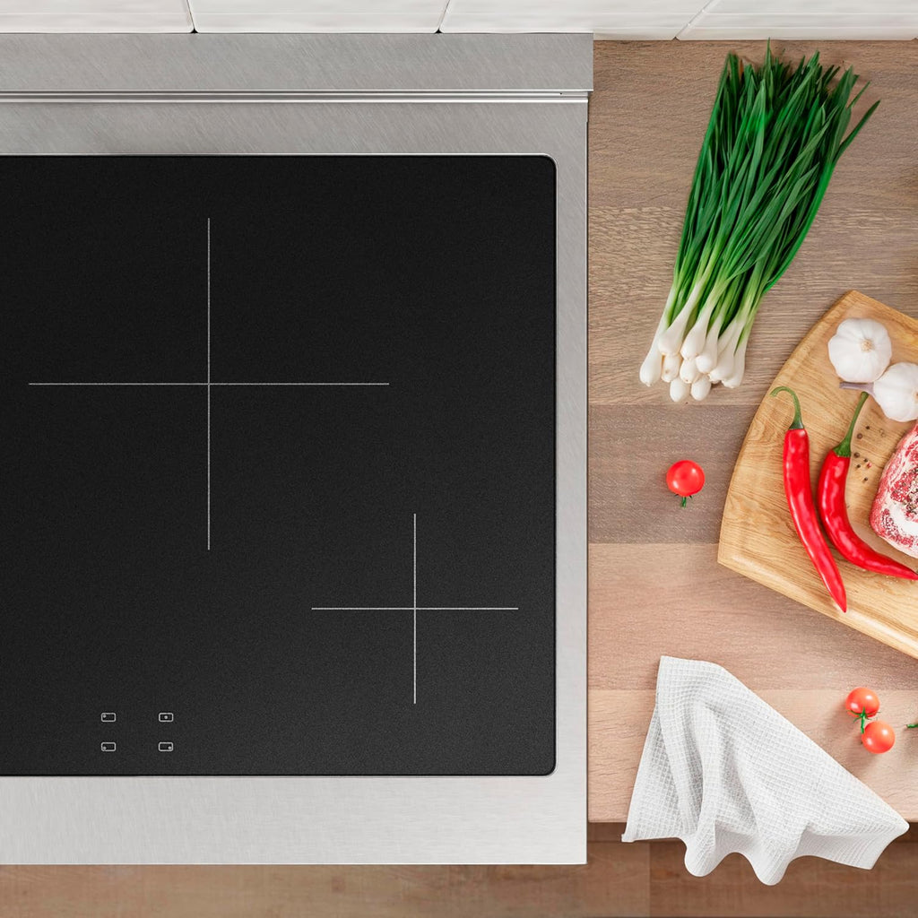 ZLINE Autograph Edition 30 in. 4.2 cu. ft. Paramount Induction Range with 4 Element Cooktop and Electric Convection Oven in Satin Stainless Steel with White Matte Door and Polished Gold Accents