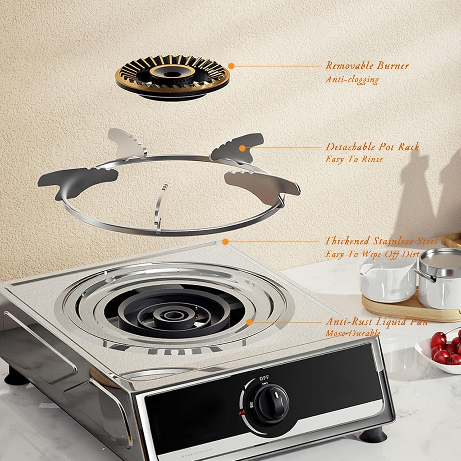 Cassette Stove,Portable Gas Stove,Max 14330.4BTU Single Burner Cassette Stove Piezo-Ceramic Ignition for Camping Cooking Car Travel Home and Apartment (Color : LPG, Size : Style 2)