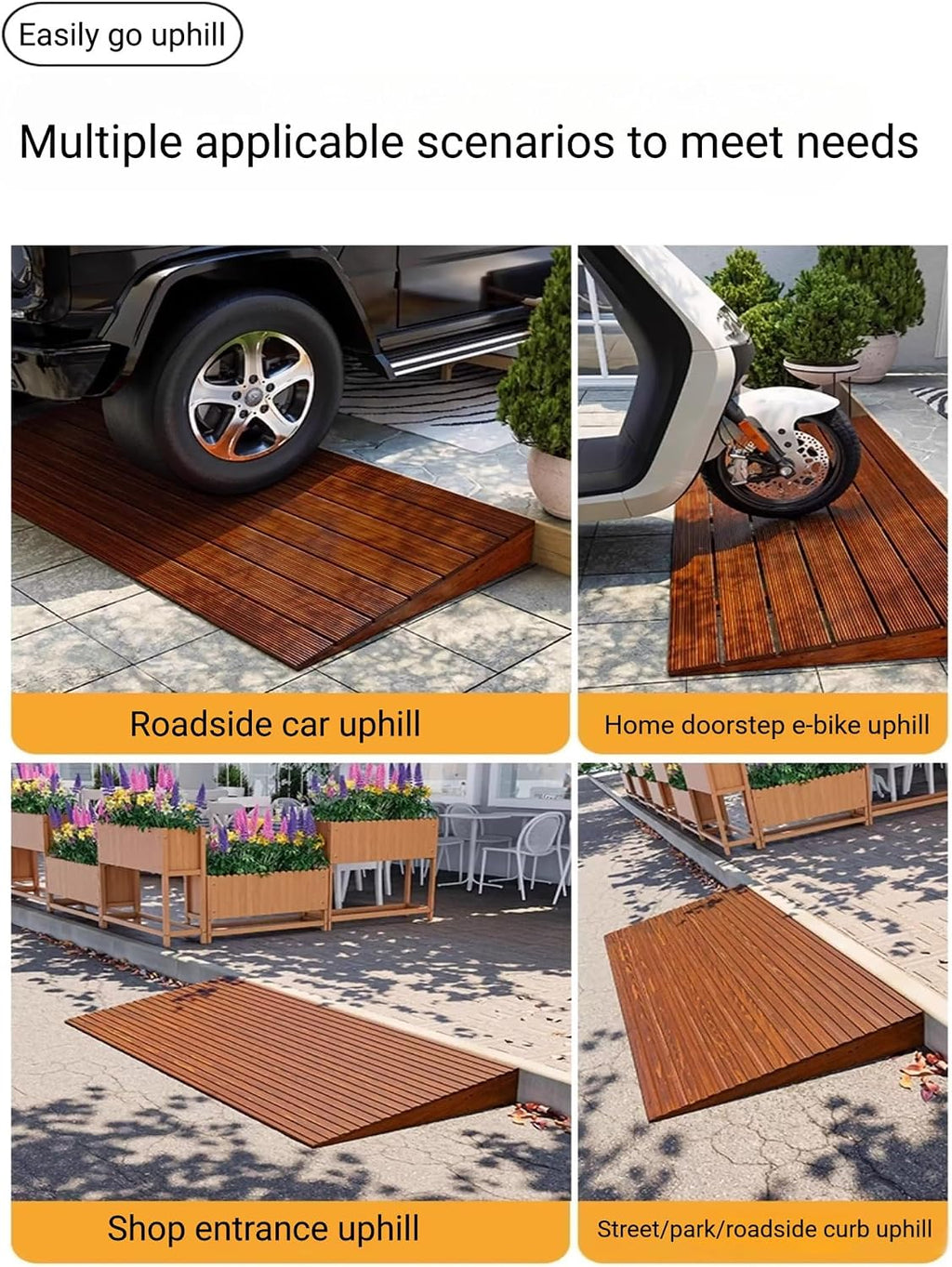 Wood Ramp for Doorways, Can Be Spliced Curb Threshold Ramps, Rise Entry Ramp for Home Steps(1/1.6FT(Color2,20x20x4in)