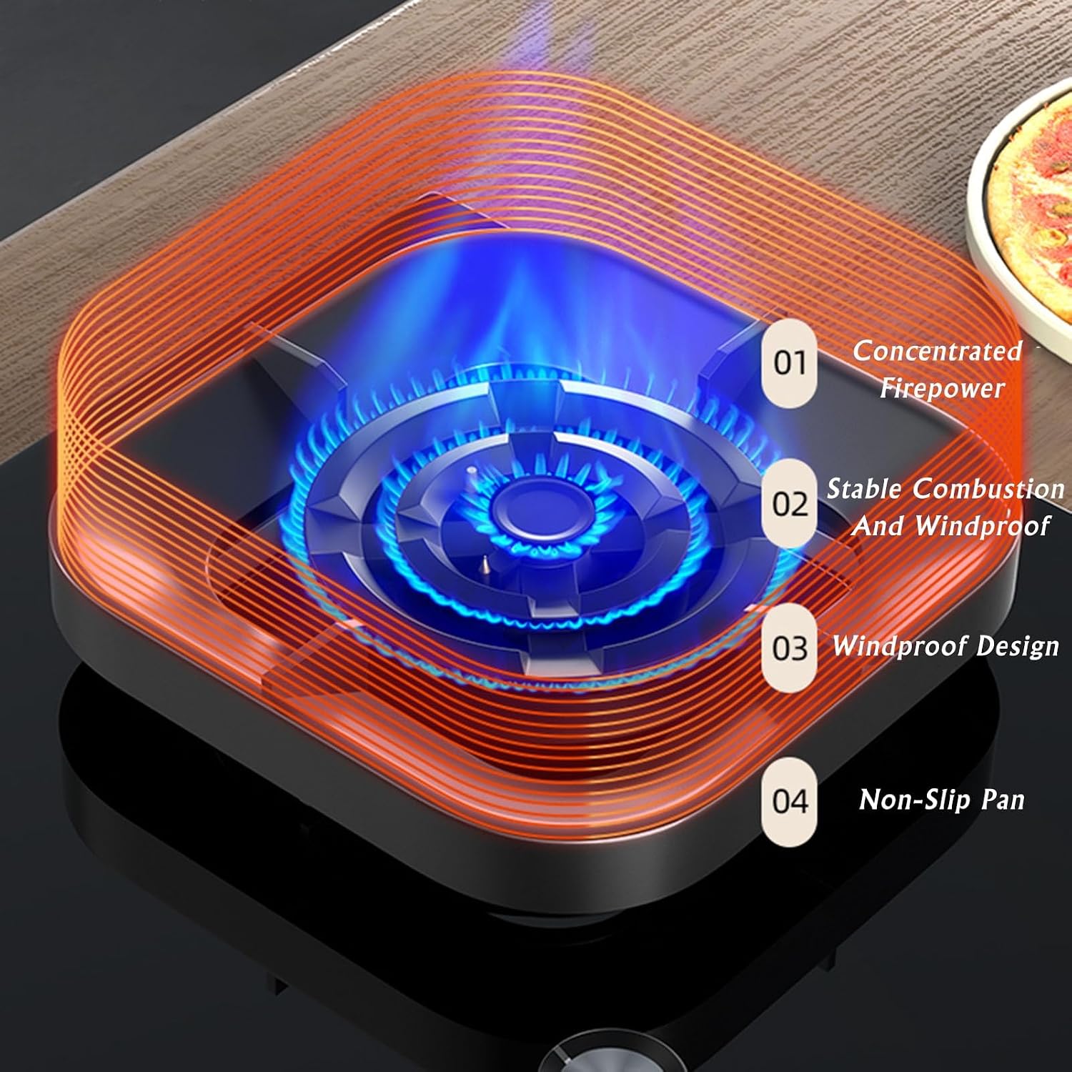 Propane Stove,2 Burners Portable Propane Stove,tempered Glass Gas Cooktop,Maximum 17742.4BTU Suitable for Home Kitchens and Dining Rooms (Color : NG)