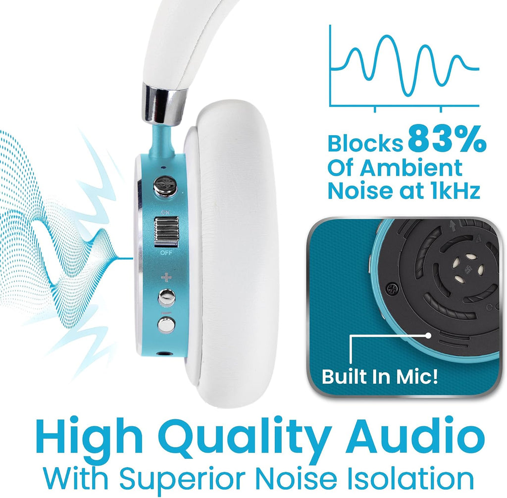 Puro Sound Labs BT2200 Plus Volume Limited Headphones for Kids, Bluetooth, Studio-Grade Audio, Over-Ear & Comfy Design, 20-Hr Battery Life, Easy to Connect Wireless Headphones for Kids, Purple & Teal