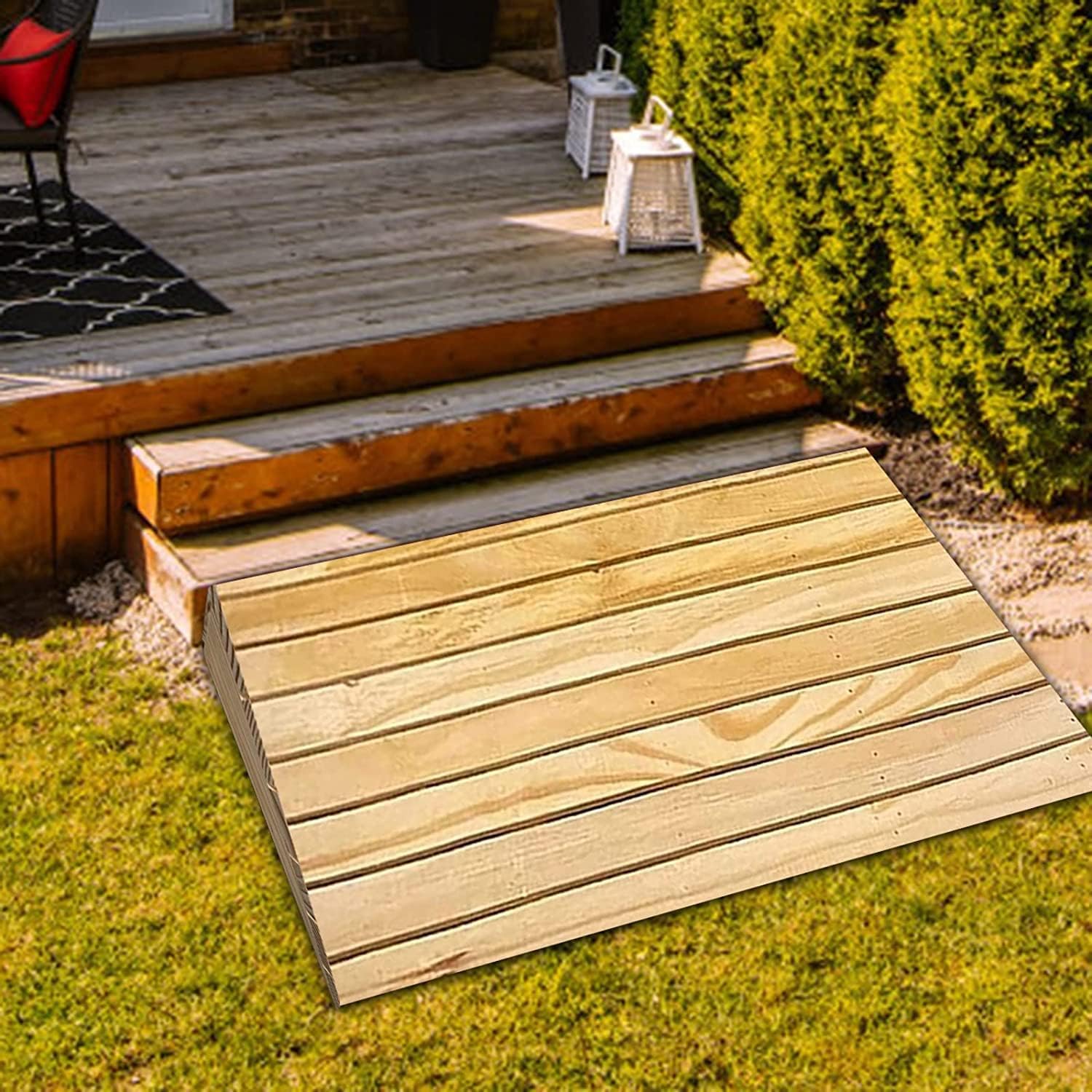 Wooden Door Threshold Ramp, Interior Exterior Doorway Ramp for Elderly/Dogs, Portable Entry Ramp, Walkers Wheelchairs Slope (Size : 100x30x8cm (39.4x12x3in))