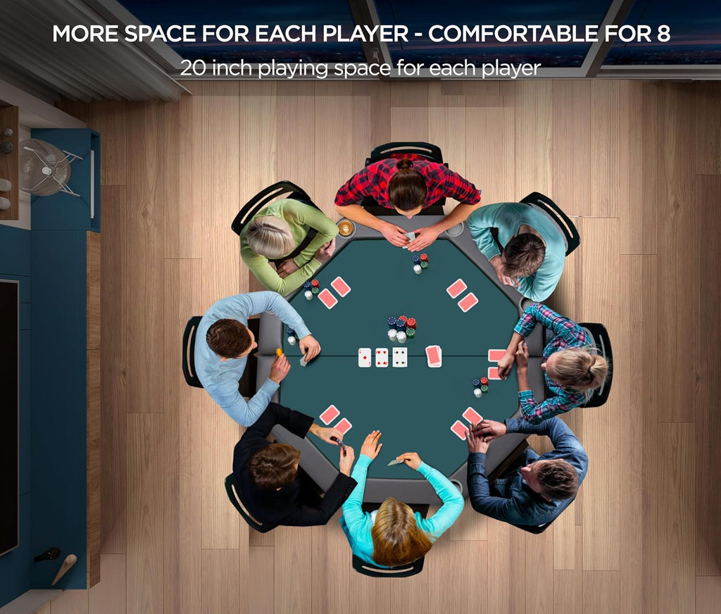 ZivPlay Poker Table Foldable Texas Holdem Poker Table Portable with Folding Legs for Card Game and Casino Gambling 8 Player Octagon (48)