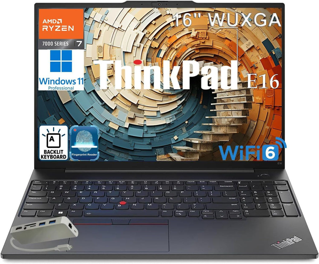 Lenovo ThinkPad E16 16 WUXGA Laptop Computer, 32GB DDR5 RAM, 2TB PCIe SSD, AMD Octa-Core Ryzen 7 7735HS, WiFi 6E, Backlit KB, Fingerprint, Win 11 Pro