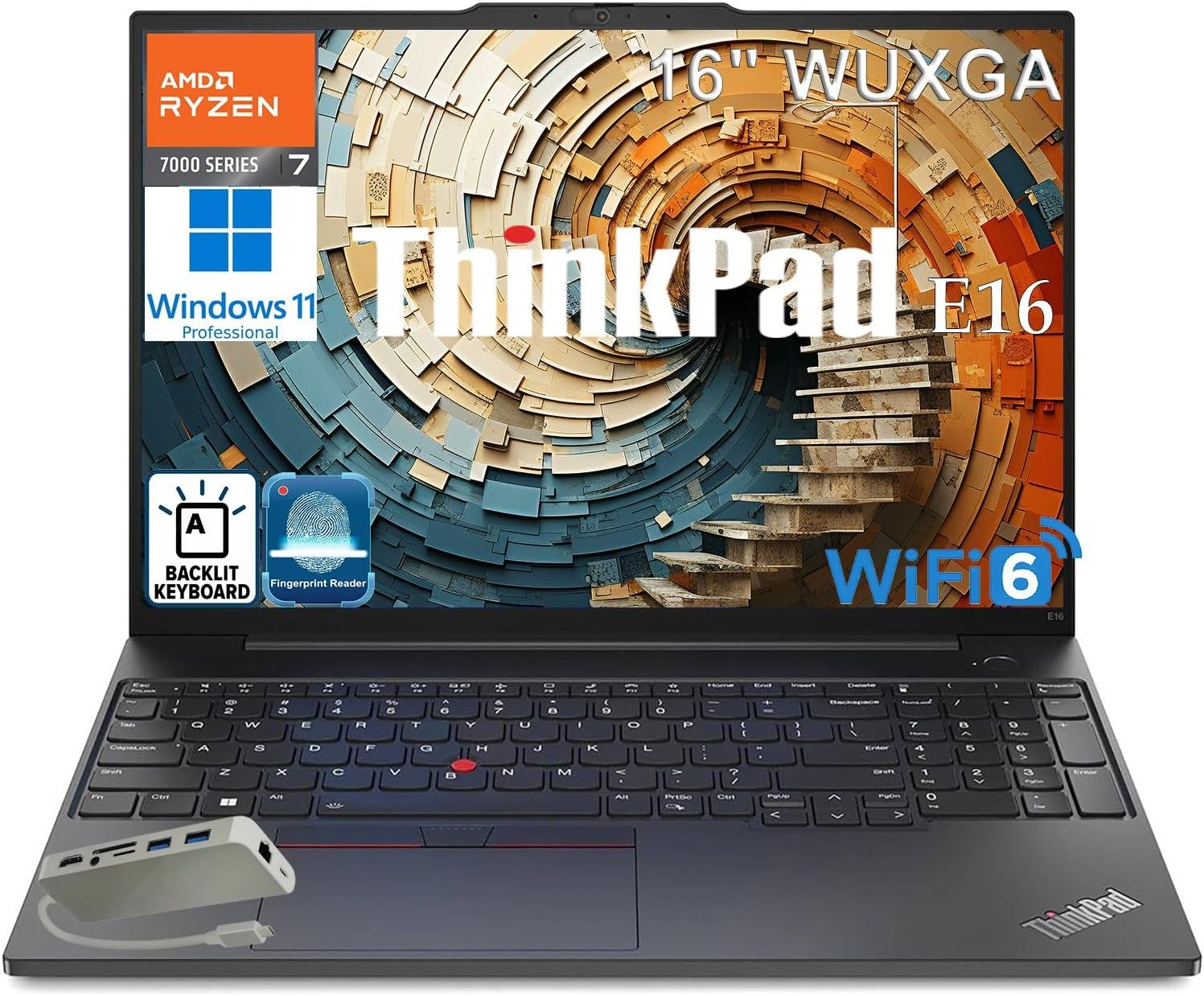 Lenovo ThinkPad E16 16 WUXGA Laptop Computer, 32GB DDR5 RAM, 2TB PCIe SSD, AMD Octa-Core Ryzen 7 7735HS, WiFi 6E, Backlit KB, Fingerprint, Win 11 Pro