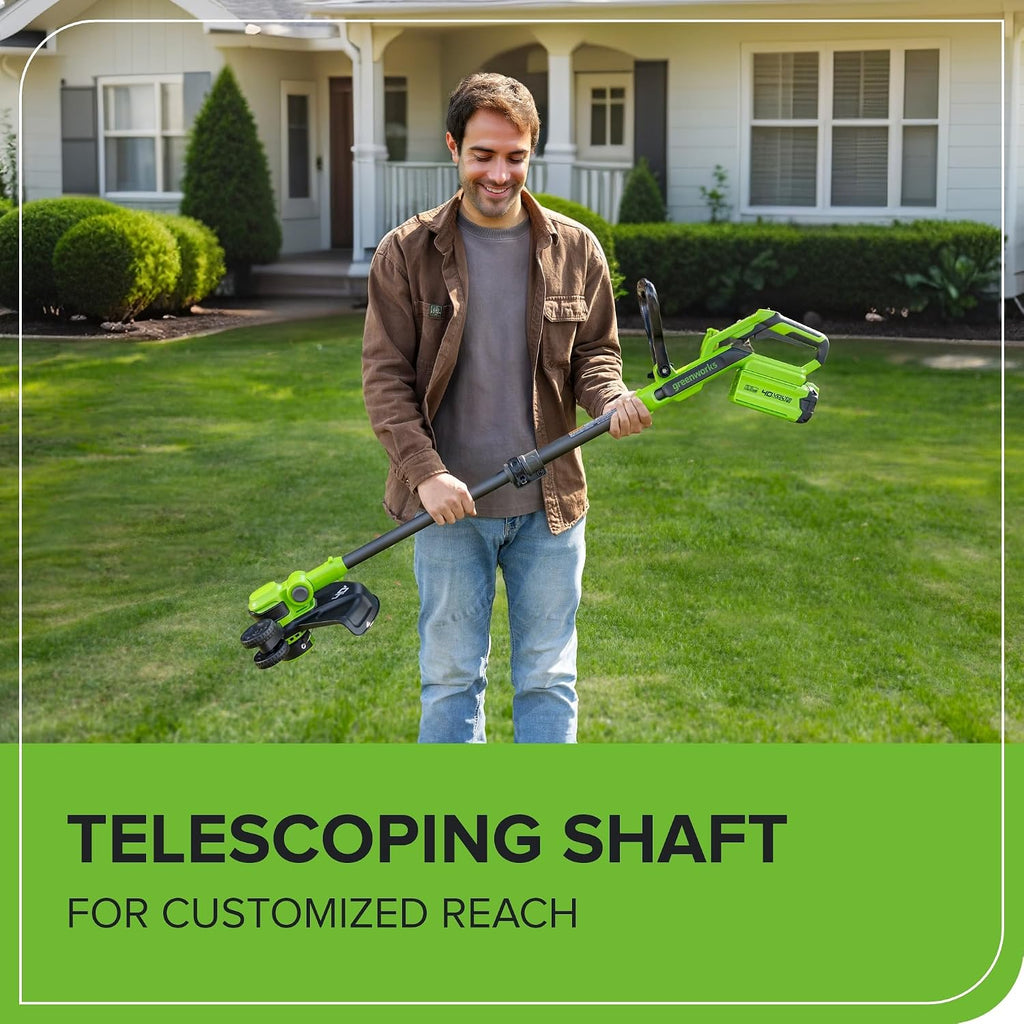 Greenworks 40V 13' Cordless String Trimmer/Weed Wacker + Edger (Includes 20 Blades), 2.0Ah Battery and Charger Included