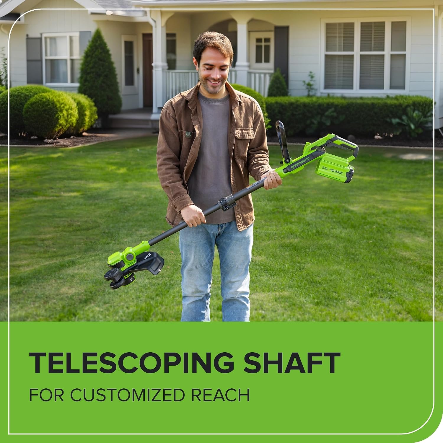 Greenworks 40V 13' 2-in-1 Cordless String Trimmer/Edger, Auto Feed Line, Rotating Head, Lightweight Weed Wacker, 20 Plastic Blades + Blade Cover, Battery Sold Separately