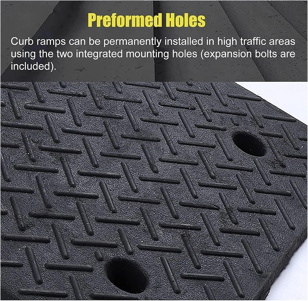 Threshold Ramp Wheelchair Ramp Rubber Speed Bump Non-Slip Wheelchair Ramp Heavy Duty Portable Threshold Ramp for Driveway/Loading Dock/Pedestrian Scooter Ramp Anti-Slip (Size : 11cm/4.3in)