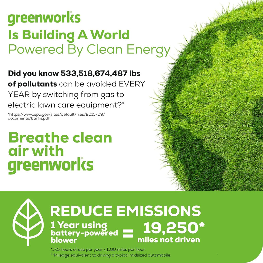 Greenworks 60V 550 CFM Brushless Backpack Blower, 5.0Ah Battery and 6A Charger