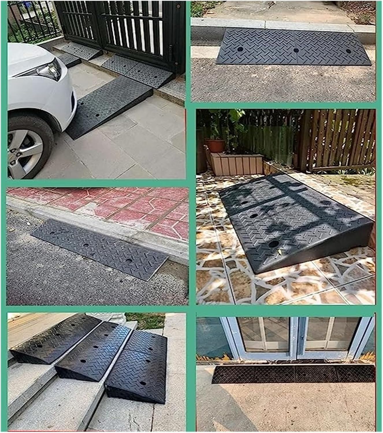 Threshold Ramp, Wheelchair Ramp for Driveway Curb Entryway Doorways, 4in/ 5in/ 6in/ 7in /8in Rise Safety Non-Slip Rubber Threshold Transition Ramp, 39in Depth (Color : Blac
