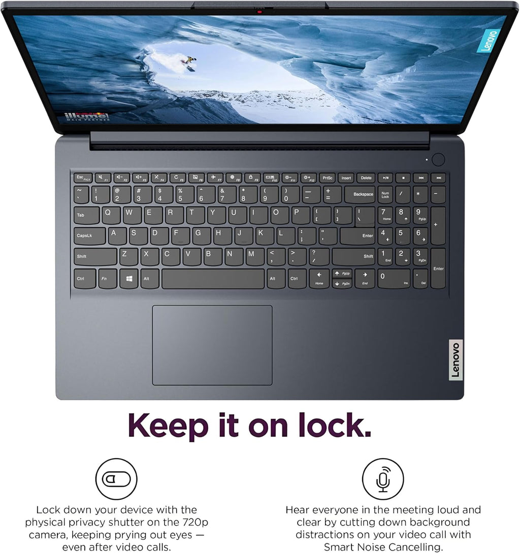 Lenovo 15.6' Laptop Computer for Business and Student, Intel Dual Core Processor, 16GB DDR4 RAM, 256GB PCIe SSD, WiFi 6, BT 5.2, Type-C, HDMI, Numeric Keypad, Abyss Blue, Windows 11 Home