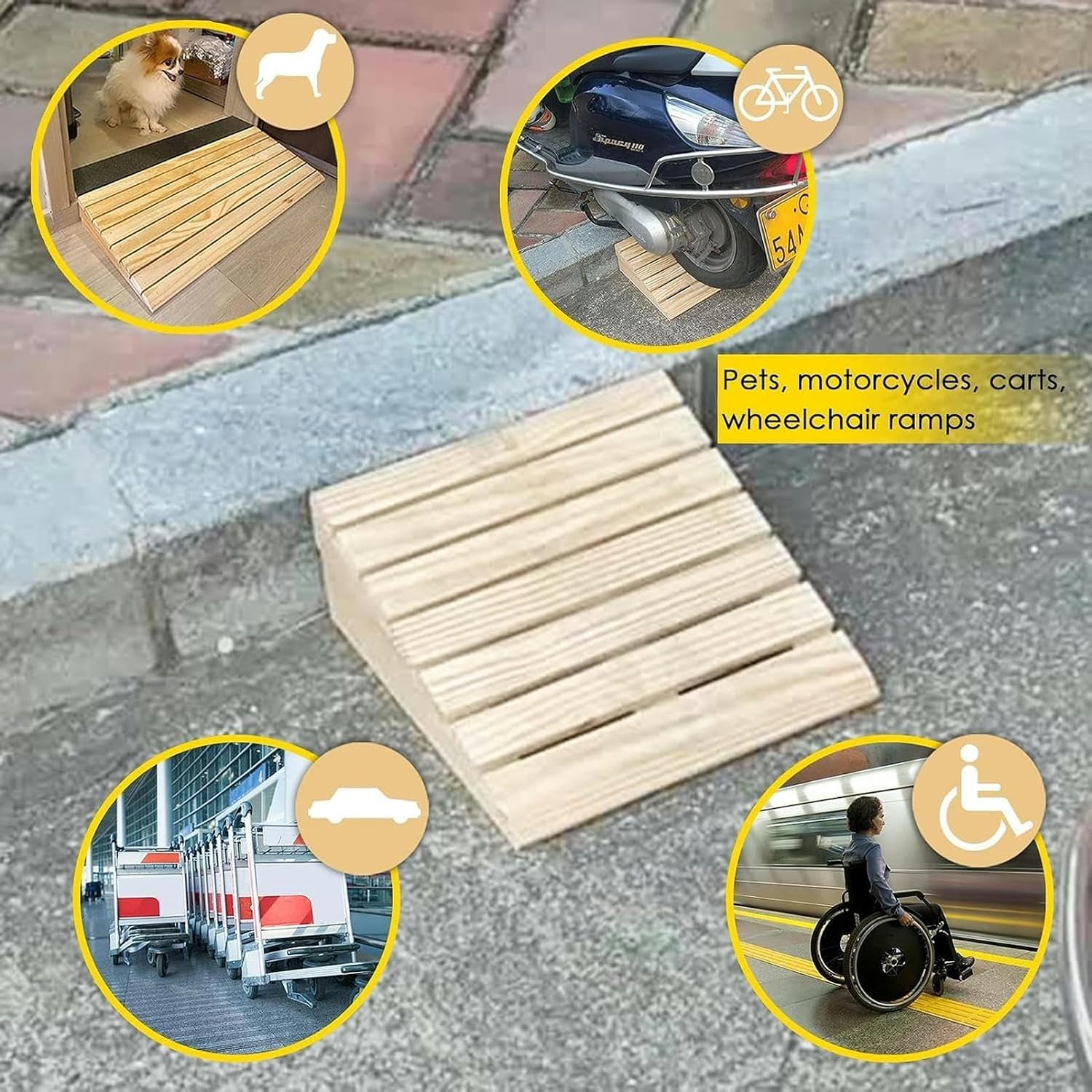 Threshold Ramp, Curb Ramp, Stairs Ramps for Wheelchairs for Home, Wooden Doorway Threshold Ramp Rise, Indoor Outdoor Garden Door Ramp/Slope