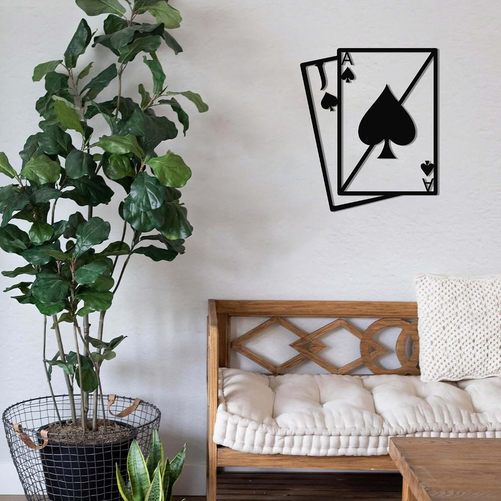 Vivazle Ace of Spades Metal Wall Art - Premium Playing Card Wall Decor - Casino Style 3D Steel Sculpture - Man Cave, Game Room Decor - 3 Sizes (*26' W x 30' H / 66x76cm)