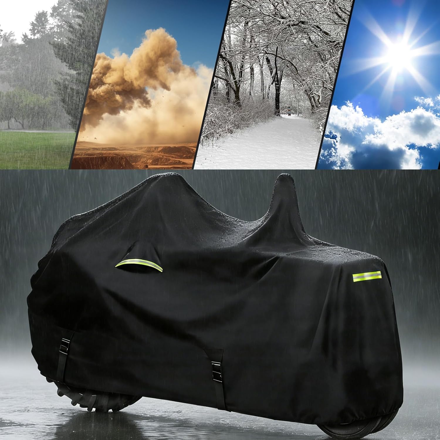 Waterproof Tractors Cover Fit Most Classic Tractor with Pipe, 420D Oxford Cloth with Cotton Liner Tractors Cover for Snow Rain Hail Dust Protection, 138 L x 87 W x 70 H in