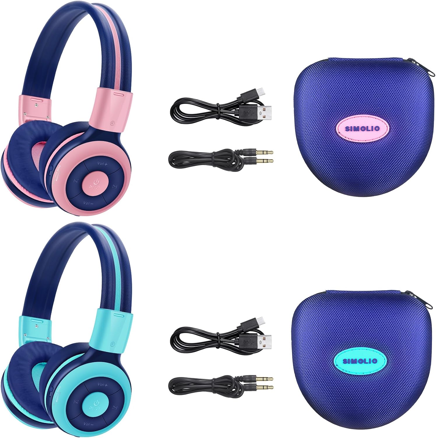 SIMOLIO 3 Pack Wireless IR Headphones for Car DVD and 2 Pack Bluetooth Headphones for Kids, Car Headsets Compatible with Honda Odyssey & uConnect VES & Dodge Grand Caravan & Chevy Suburban 2006-2022