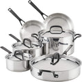 KitchenAid 5-Ply Clad Polished Stainless Steel Cookware Pots and Pans Set, Cookware Set (10 Piece)