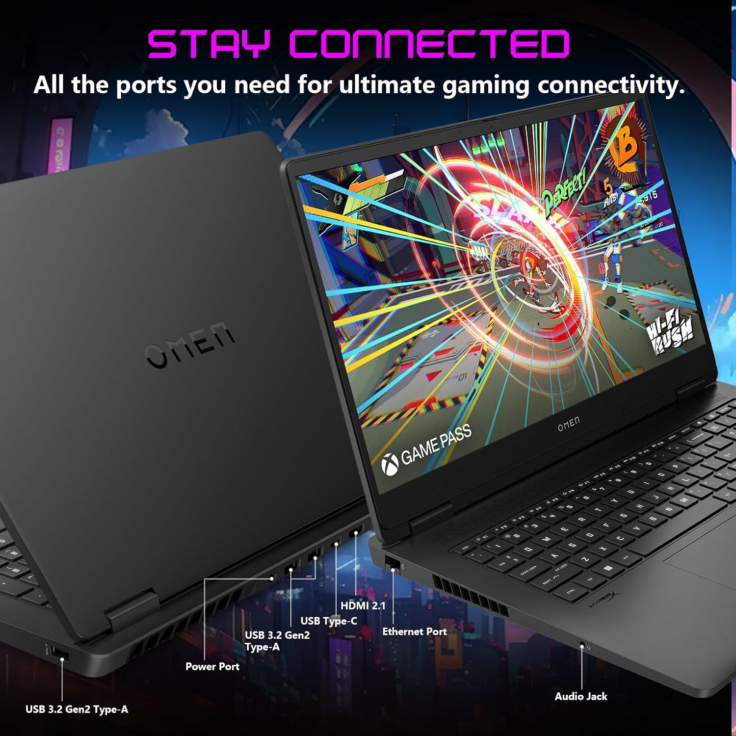 HP OMEN 17.3' RTX 5060 AI Gaming Laptop, FHD IPS 144Hz, AMD Ryzen AI 9 365(Beats Intel i9), NVIDIA RTX 5060, 32GB DDR5, 1TB SSD, RGB Backlit KB, Low Blue Light, Bundle with 512GB Portable SSD (Renewed