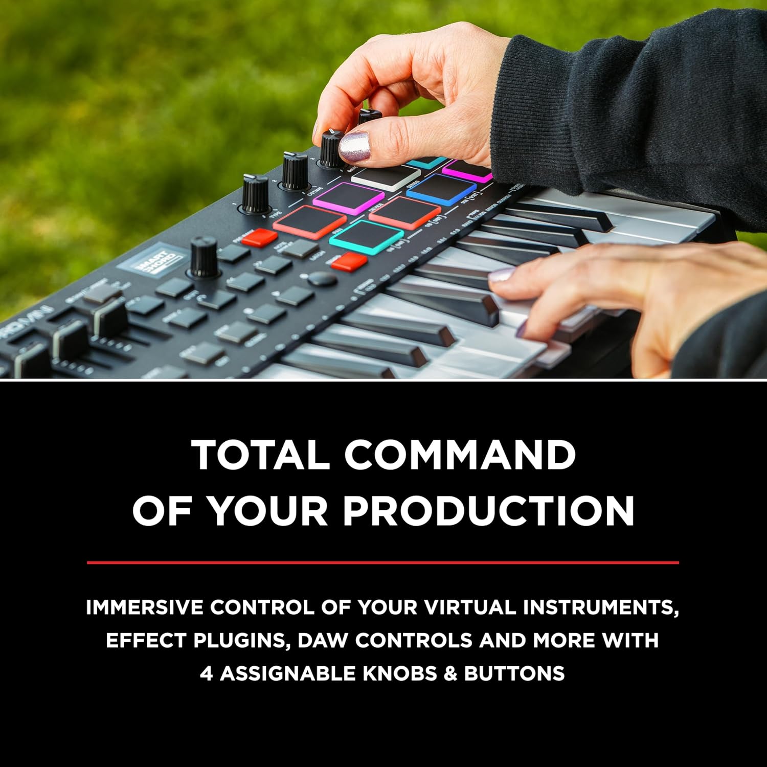 M-Audio Oxygen Pro Mini 32 Key USB MIDI Keyboard Controller with Beat Pads and HDH40 Over Ear Studio Headphones