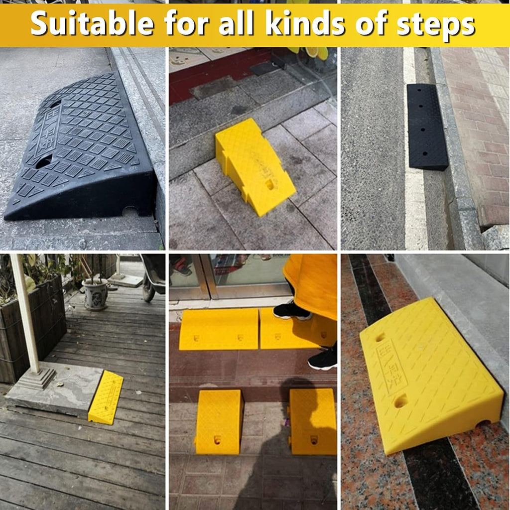 Portable Doorway Ramp Threshold Ramp Plastic 6/7 in Rise, Outdoor Front Door Entry Ramps for Elderly Toddlers Pets, Sturdy Wheelchair Ramp Curb Slope, Load 2 Ton(Color:Purple,Size:25x45x19(9.8x17.7x7.