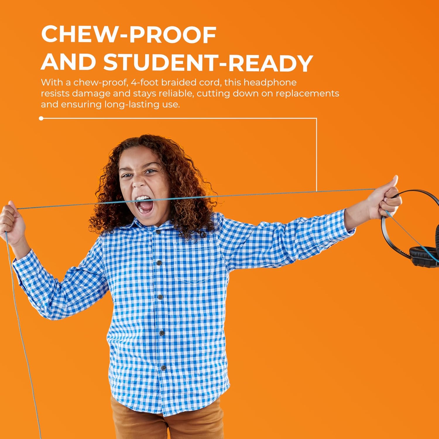 Gumdrop DropTech Wired Headphones w/Mic | 3.5mm (10 Pack) - Long Tangle Free Chew-Proof Cord Rugged Drop Tested and Comfortable for Kids, Students, Classroom and School Use - Black