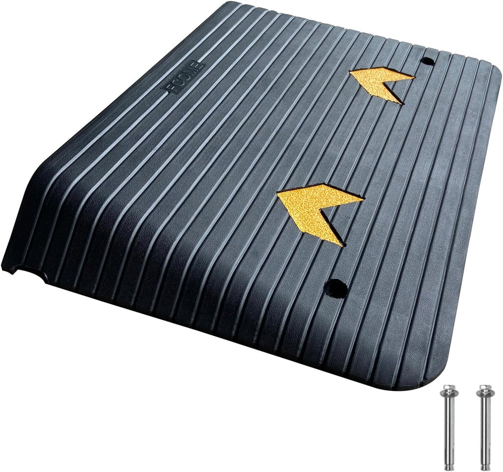 Rubber Threshold Ramp for Doorways Heavy Duty 10cm 4' Rise Wheelchair Ramp, 1 Pack Recycled Rubber Power Curb Ramp for Door Threshold Wheelchair Scooter Curb (RTR100)