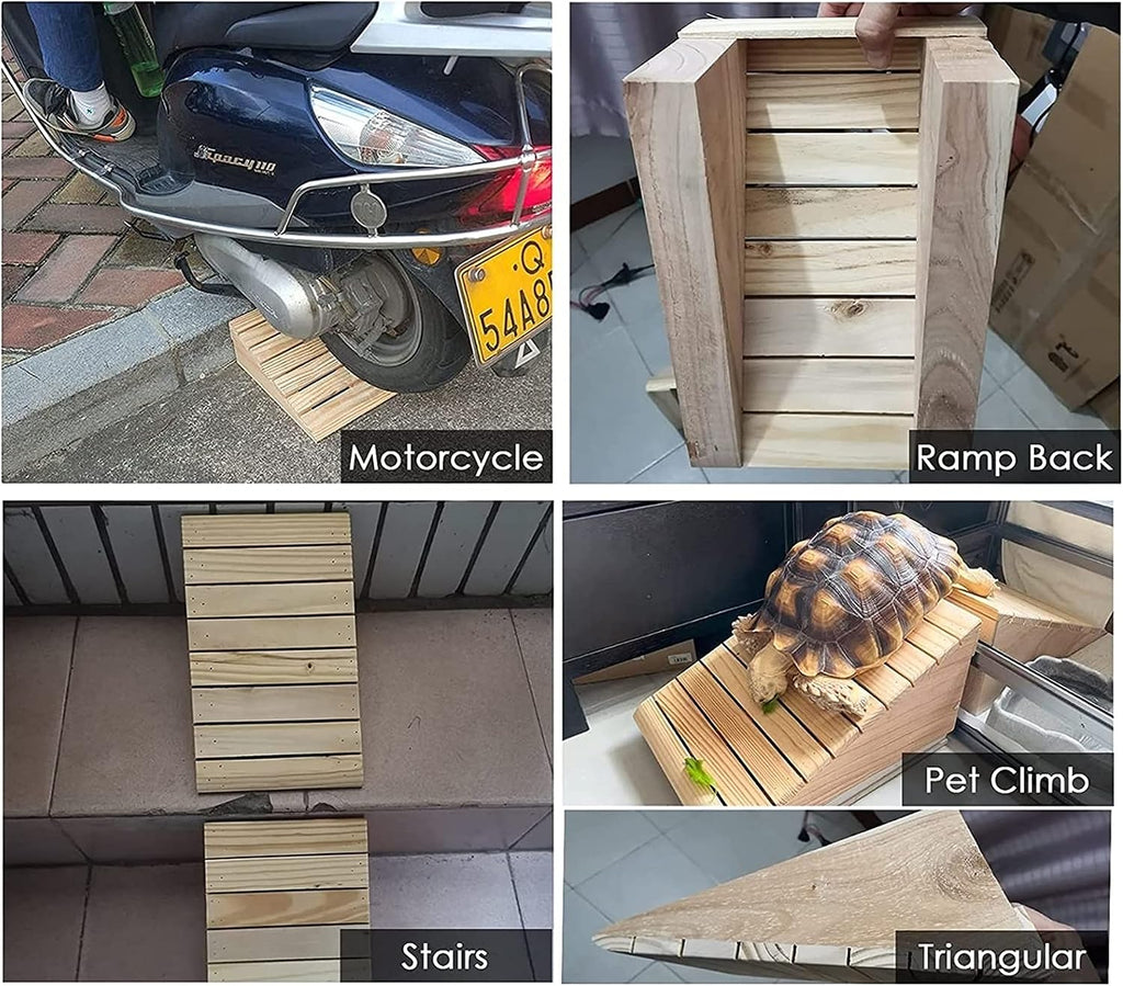 Portable Driveway Ramp 4 5 6 7 Inch Rise Wooden Wheelchair Ramp for Front Door Home, Anti Slip Auxiliary Transition Ramps Threshold Doorway Steps Garden(30.8x30x18cm/12x11.8x7in)