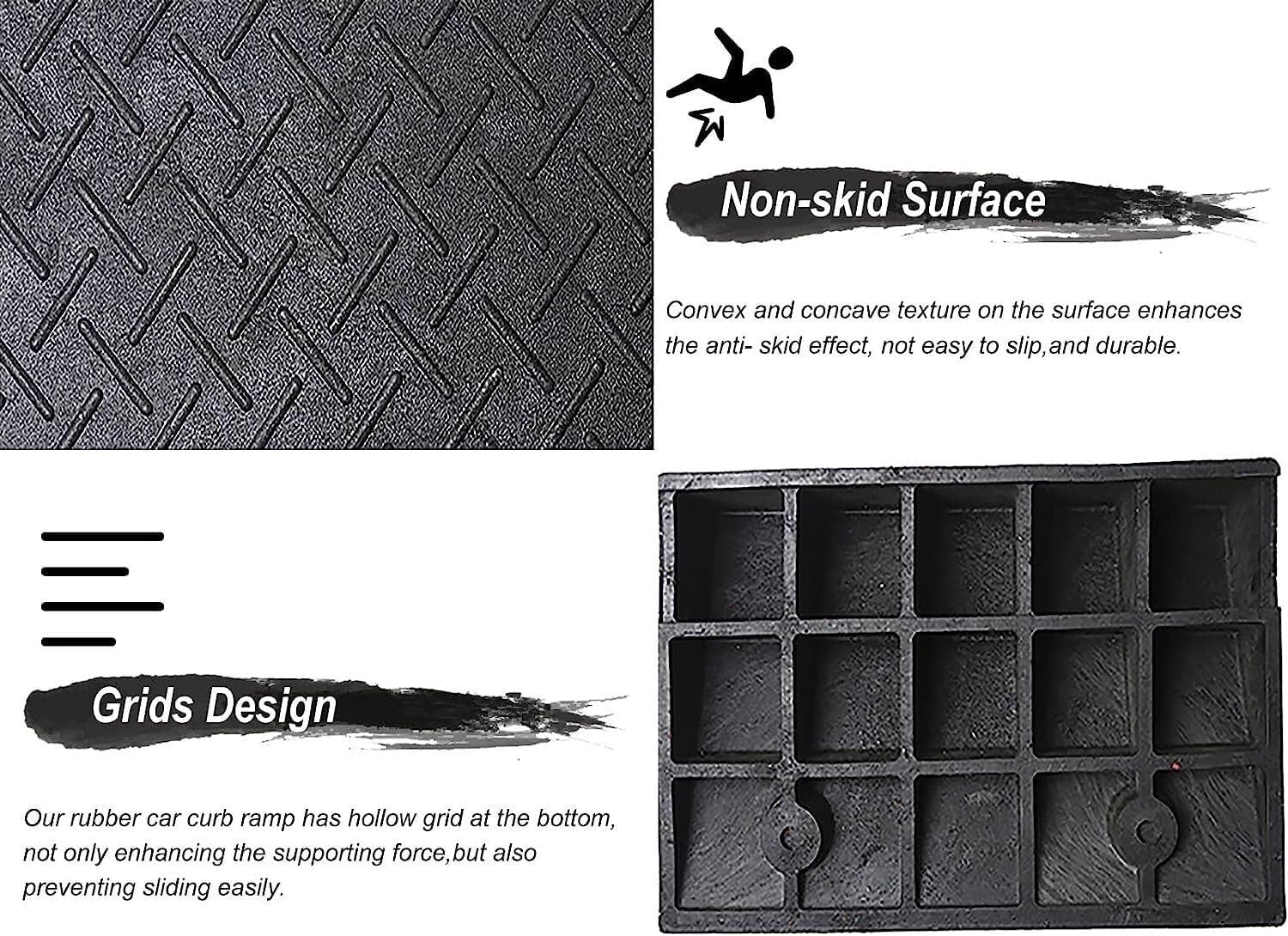 Heavy Duty Rubber Curb Ramp, 4In/5In/6In/7In/8In Rise, 7000Lbs Load Capacity, Threshold Ramp for Cars, Wheelchairs, Scooters, Lawn Mowers, 18Cm/7In Rise(12cm/5in Rise)