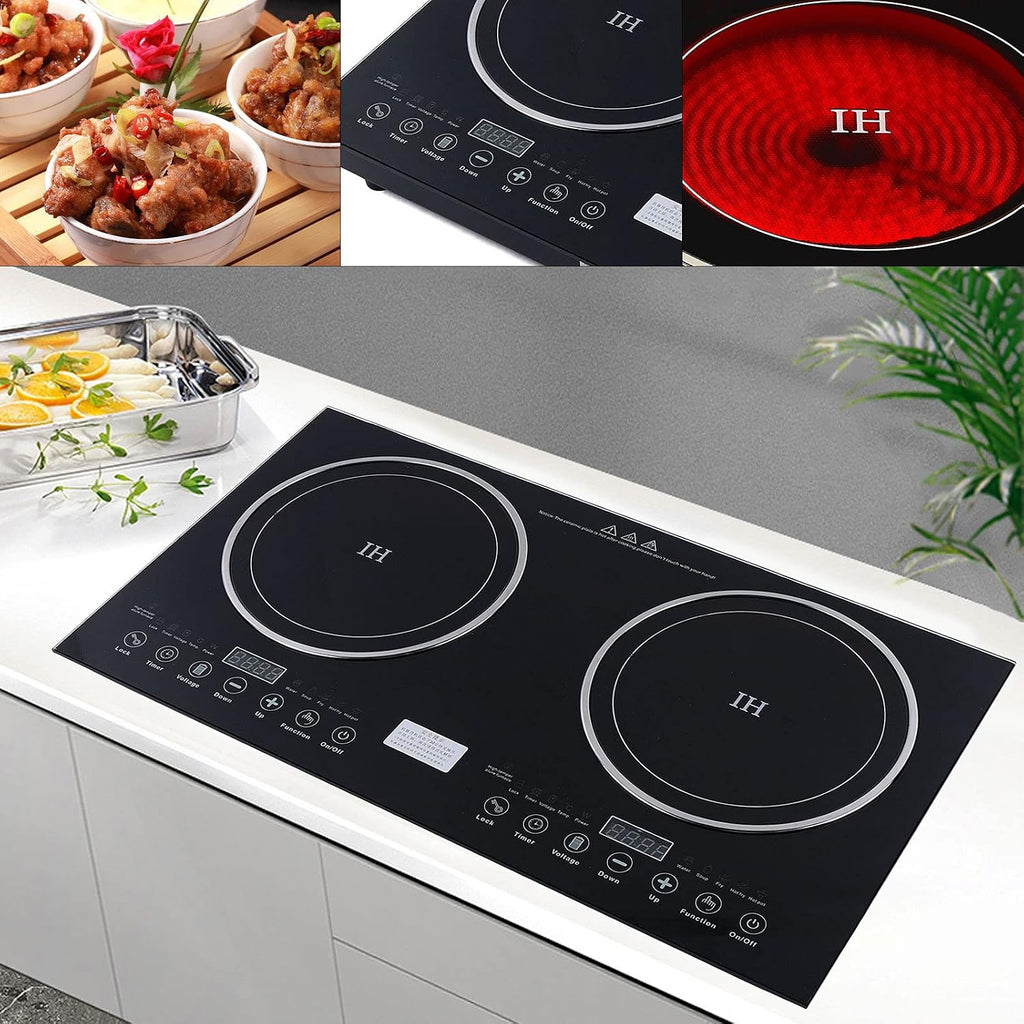 Double Induction Cooktop, 1200W+1400W Electric Cooktop with 2 Burner&Timer, Portable Countertop Burner with LED Sensor Touch Screen