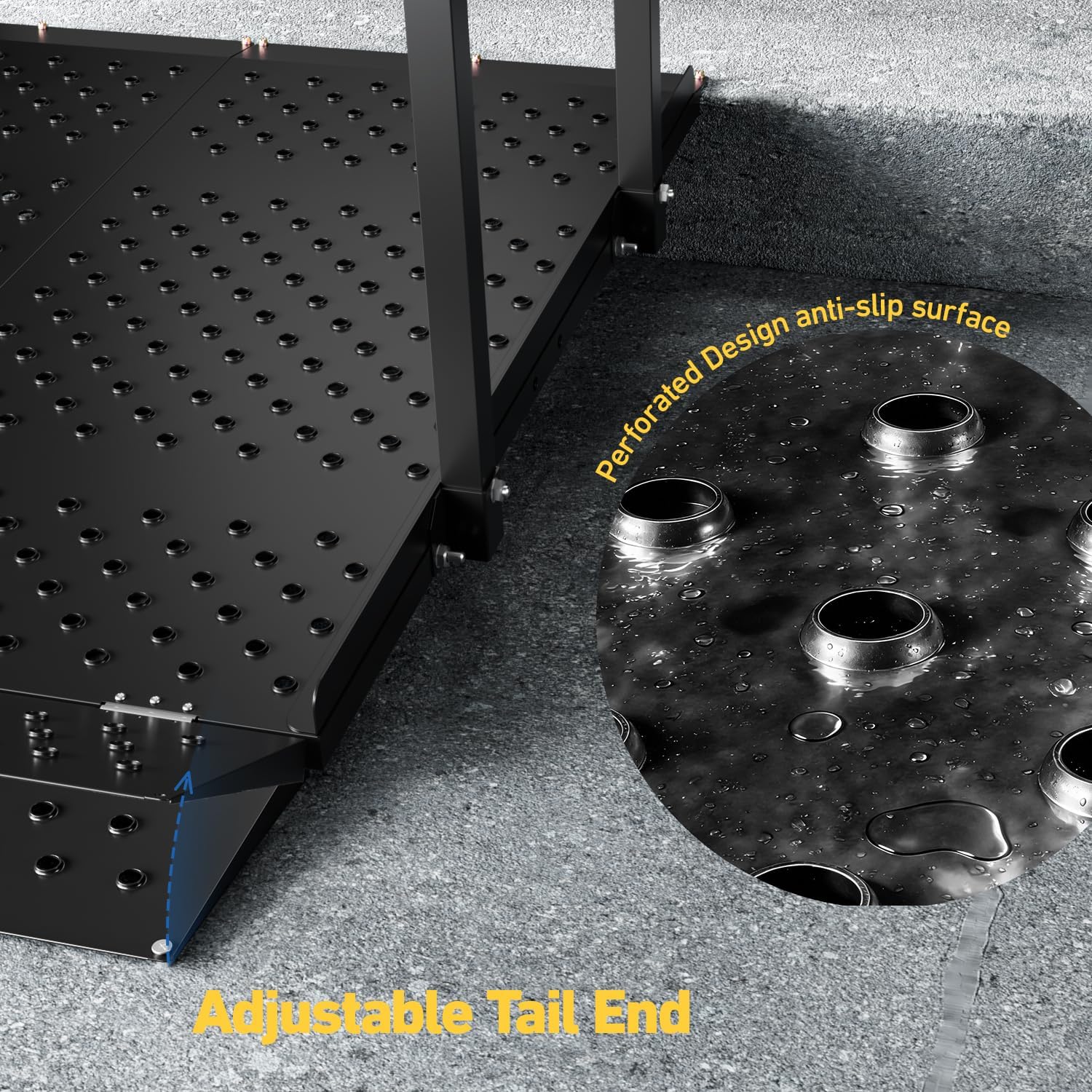 Upgraded Portable Wheelchair Ramp with Handrails and Adjustable Flap, Non-Slip Heavy Duty Handicap Ramp 770lbs Load Capacity, Wheelchair Ramp for Home Steps, Stairs, Doorway, 49.2' L x 35.8'