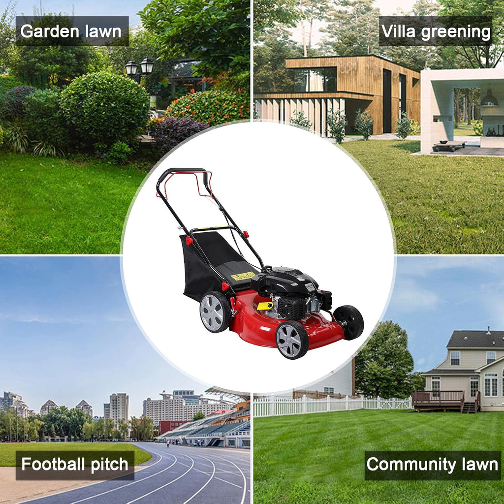 3 in 1 Self-Propelled Gas Lawn Mower with 141cc Engine,20 Inch Cutting Deck&50L Grass Bag-Push Walk-Behind Mower with Big Wheels,8-Level Height Adjustment,and Foldable Design for Effortless Lawn Care