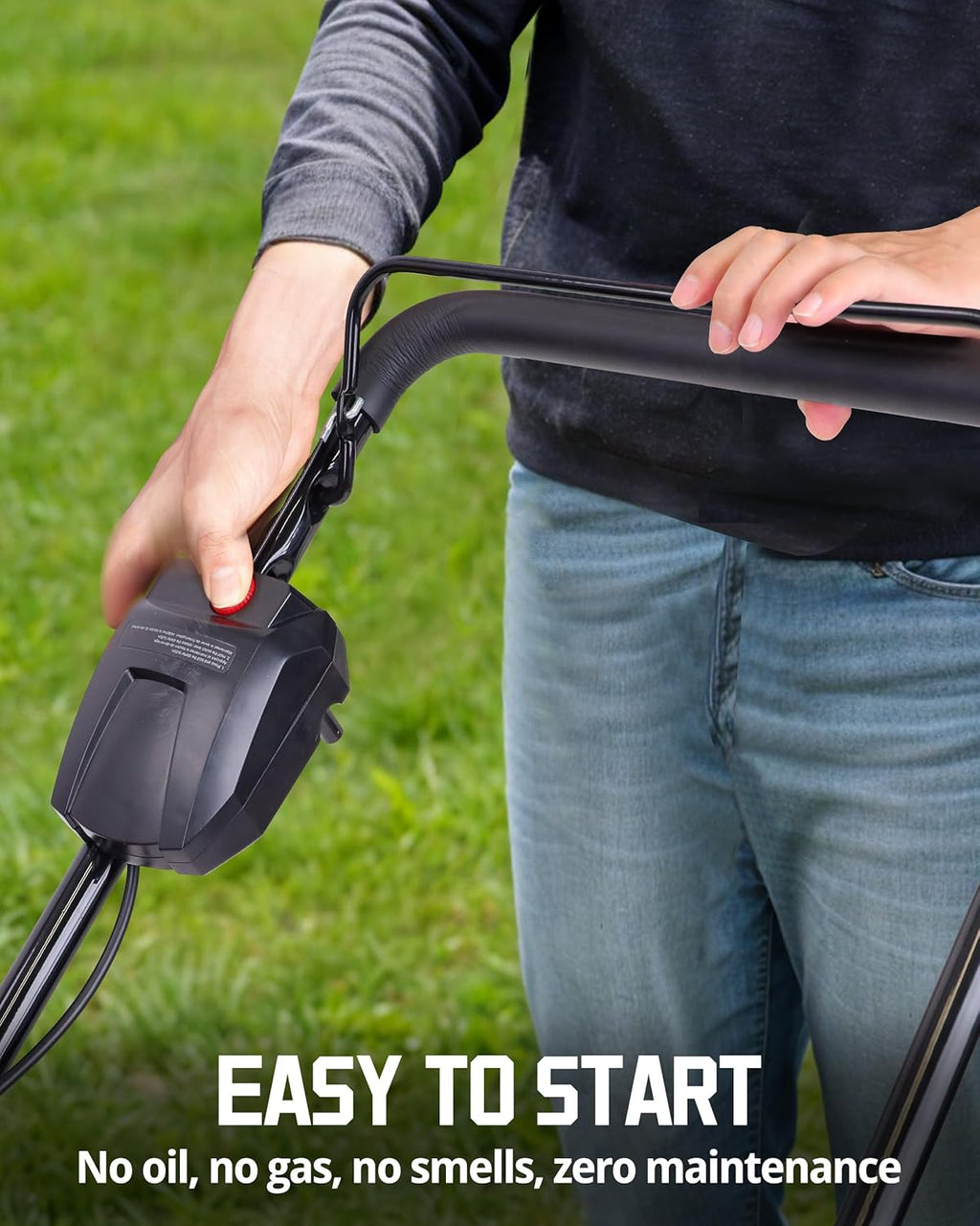 PowerSmart 40V 21' Cordless Lawn Mower, Up to 1/4 Acre, Dual 40V 4.0Ah Batteries and a Charger Included, 1.5' - 3.9' Height Adjustment, 1.4 Bushels Collecting Bag (MB2400B)