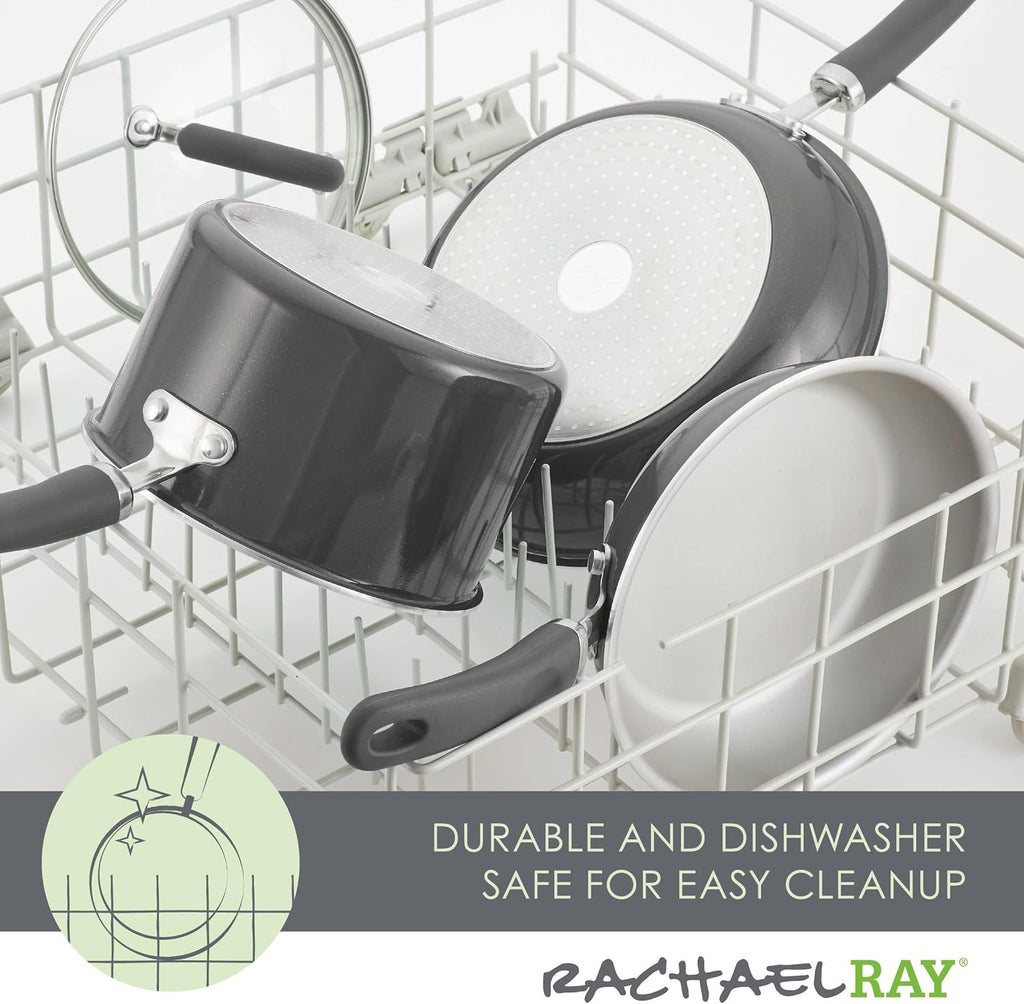 Rachael Ray Create Delicious Nonstick Cookware Induction Pots and Pans Set, 13 Piece - Gray Shimmer