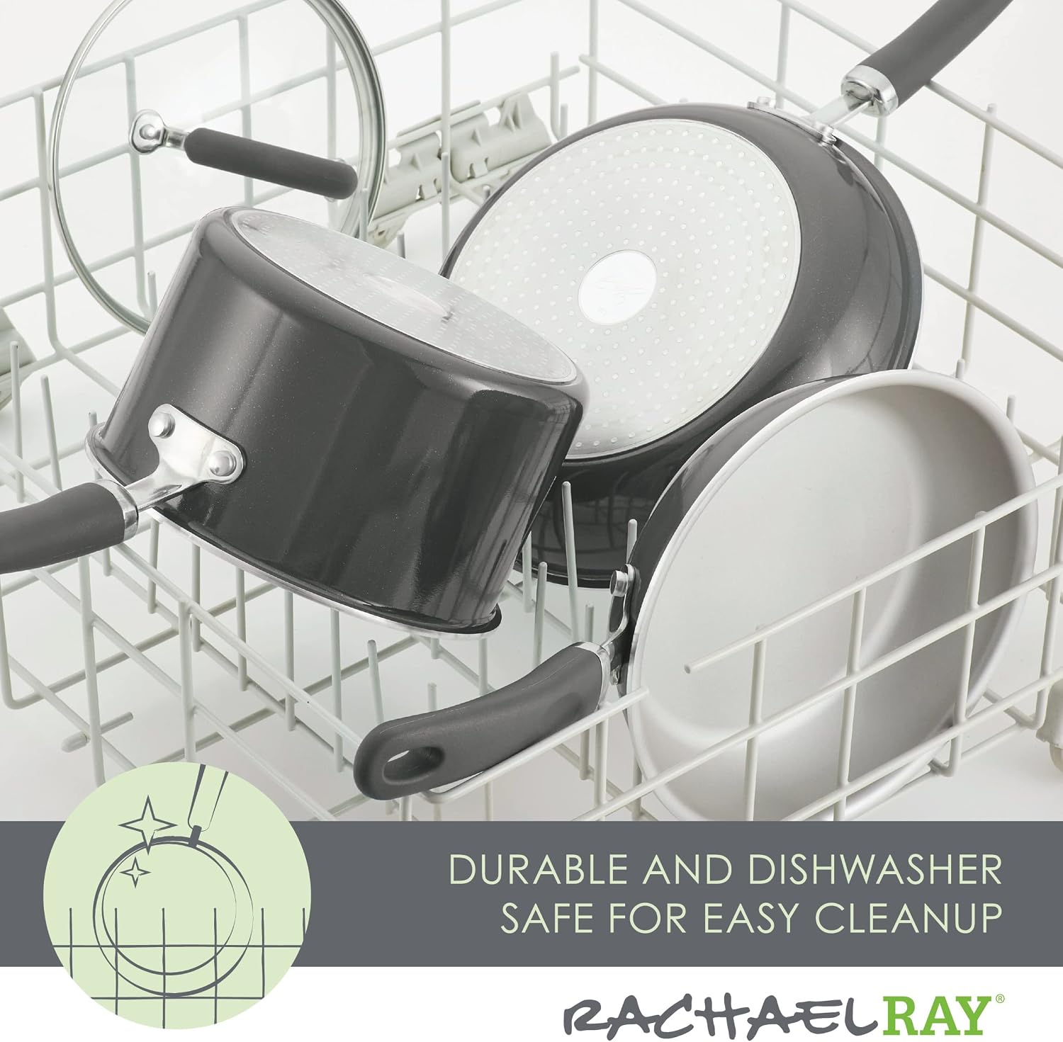 Rachael Ray Create Delicious Nonstick Cookware Induction Pots and Pans Set, 13 Piece - Gray Shimmer
