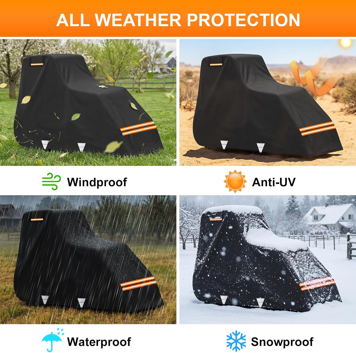 420D Waterproof Tractor Cover, Heavy-Duty All-Weather Protection Tractors Cover for Front Loaders & Backhoes, Compatible with John Deere, Kubota, Mahindra, MF,150' x 75' x 110'