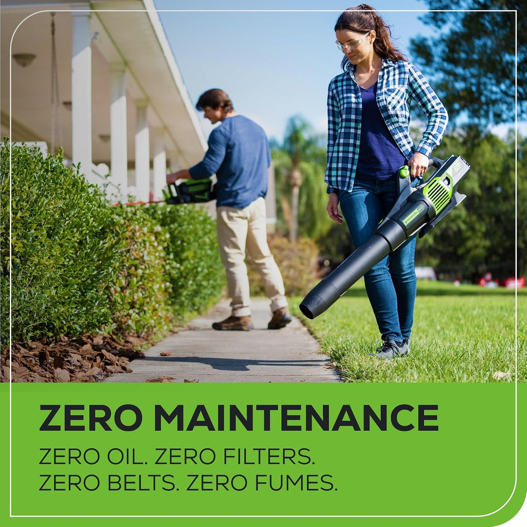 Greenworks 60V 700 CFM Brushless Leaf Blower, 5.0 Ah Battery and Rapid Charger