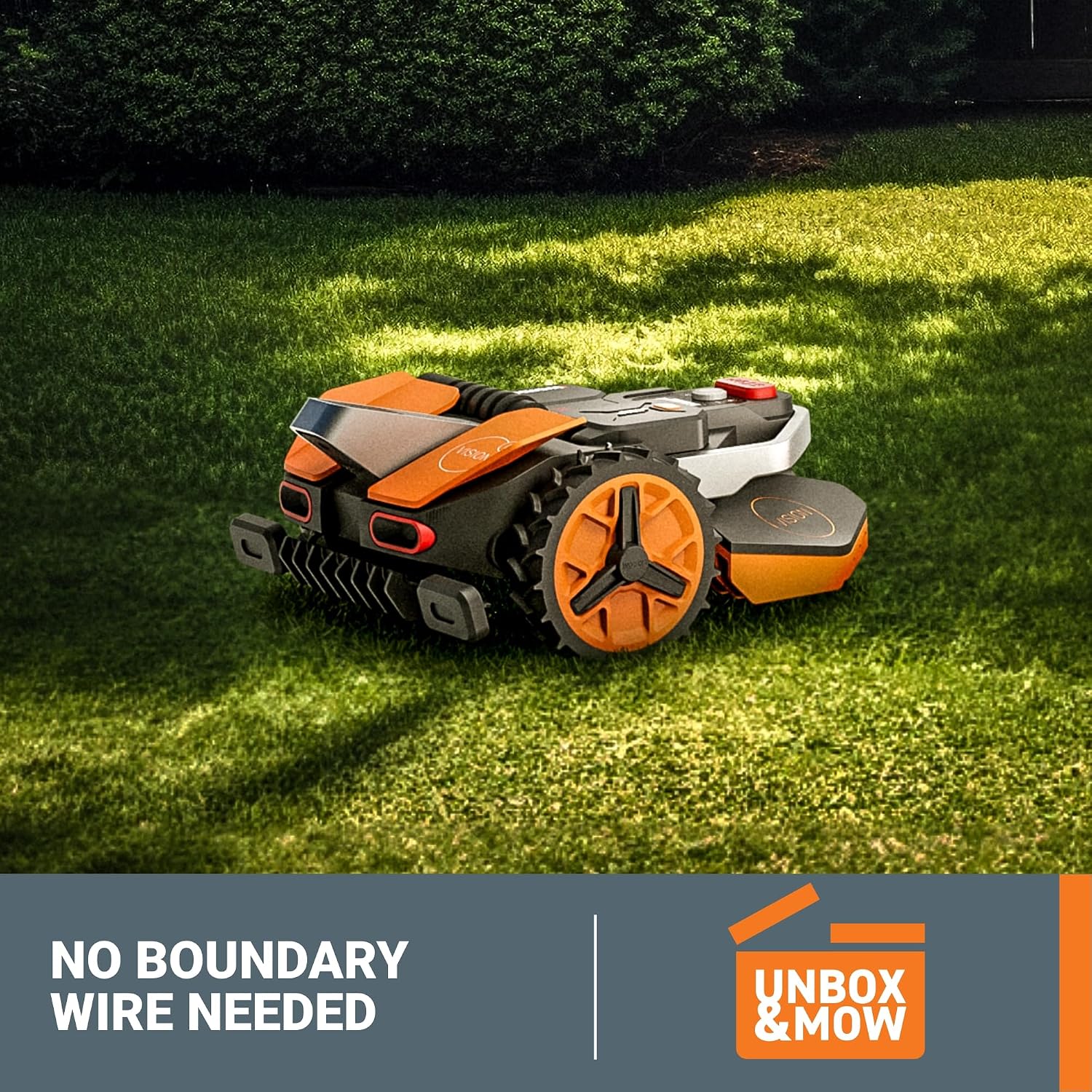 WORX Landroid Vision Robotic Lawn Mower, Wire Free Robot Mower with Active Obstacle Avoidance, WiFi & Bluetooth Connection, APP Control, 3/4 Acre, WR230