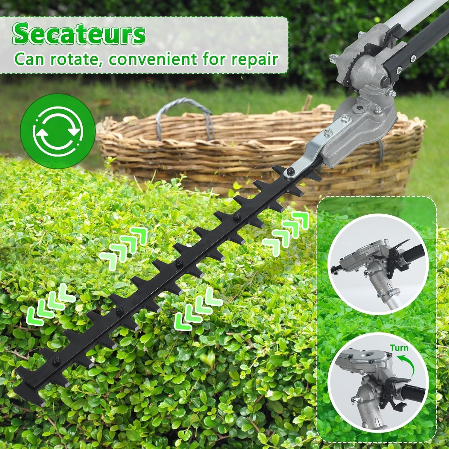 9 in 1 Gas Hedge Trimmer,Weed Eater Gas Powered Multi-Functional Trimming Tool 52CC 2-Cycle Weed Eater Wacker String Trimmer Brush Cutter Edger Pole Saw Weed Whacker Pruner with Extension Pole Orange