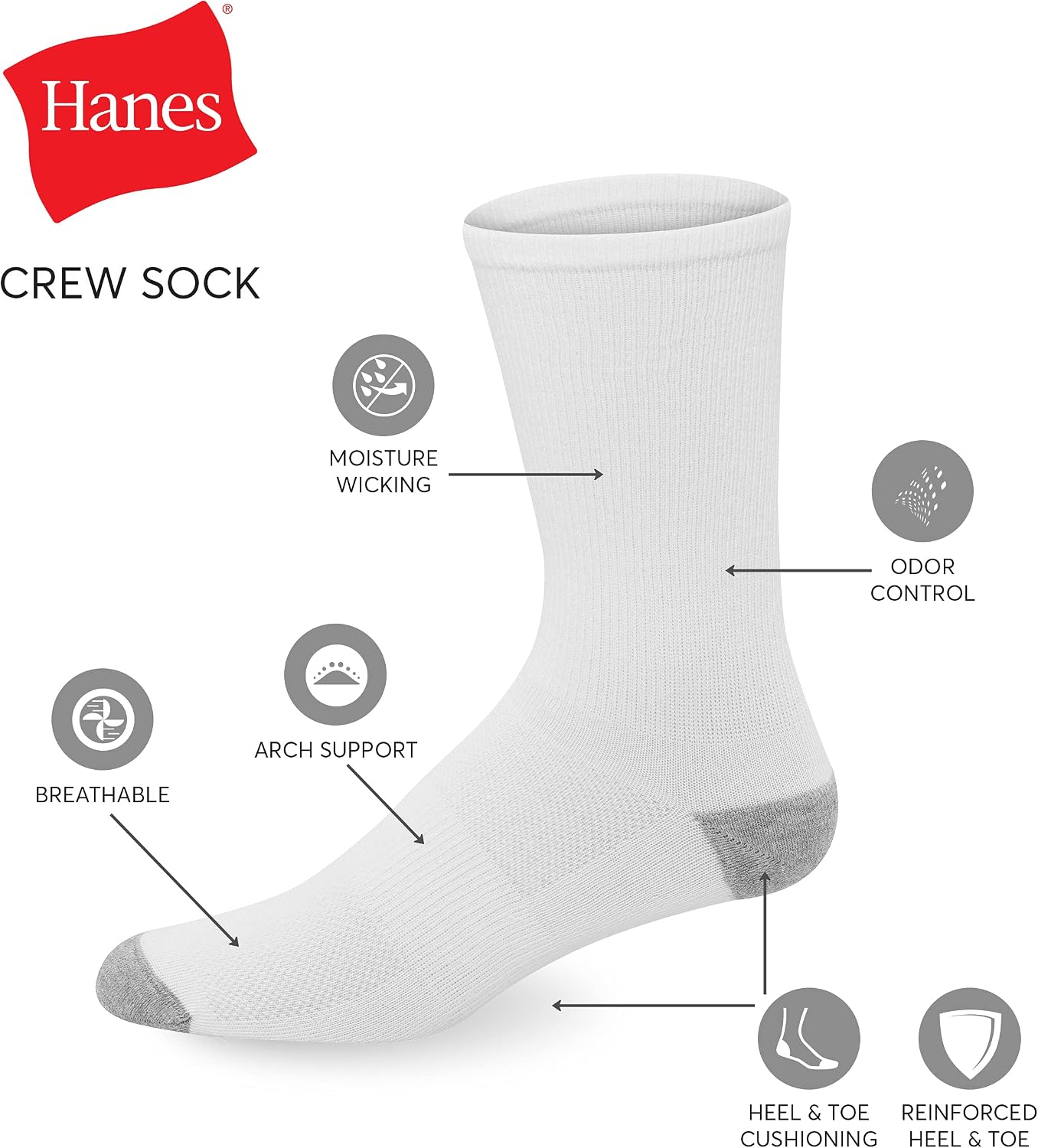 Hanes Men's Socks, Active Cool X-temp Lightweight Moisture-wicking Cushioned Ankle, Crew and No Show, 12 and 14 Pair Packs